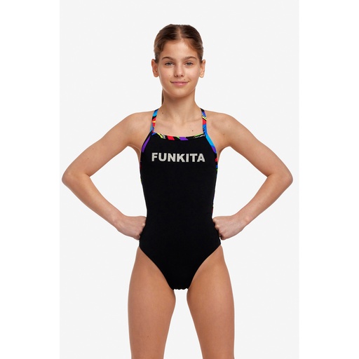 Badeanzug Funkita Girls Strapped in One Piece / Beat in Black